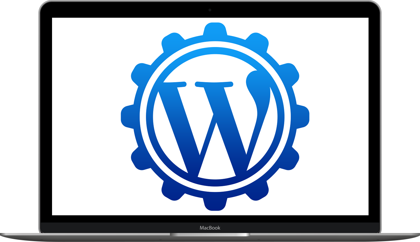 Laptop with WordPress logo on screen