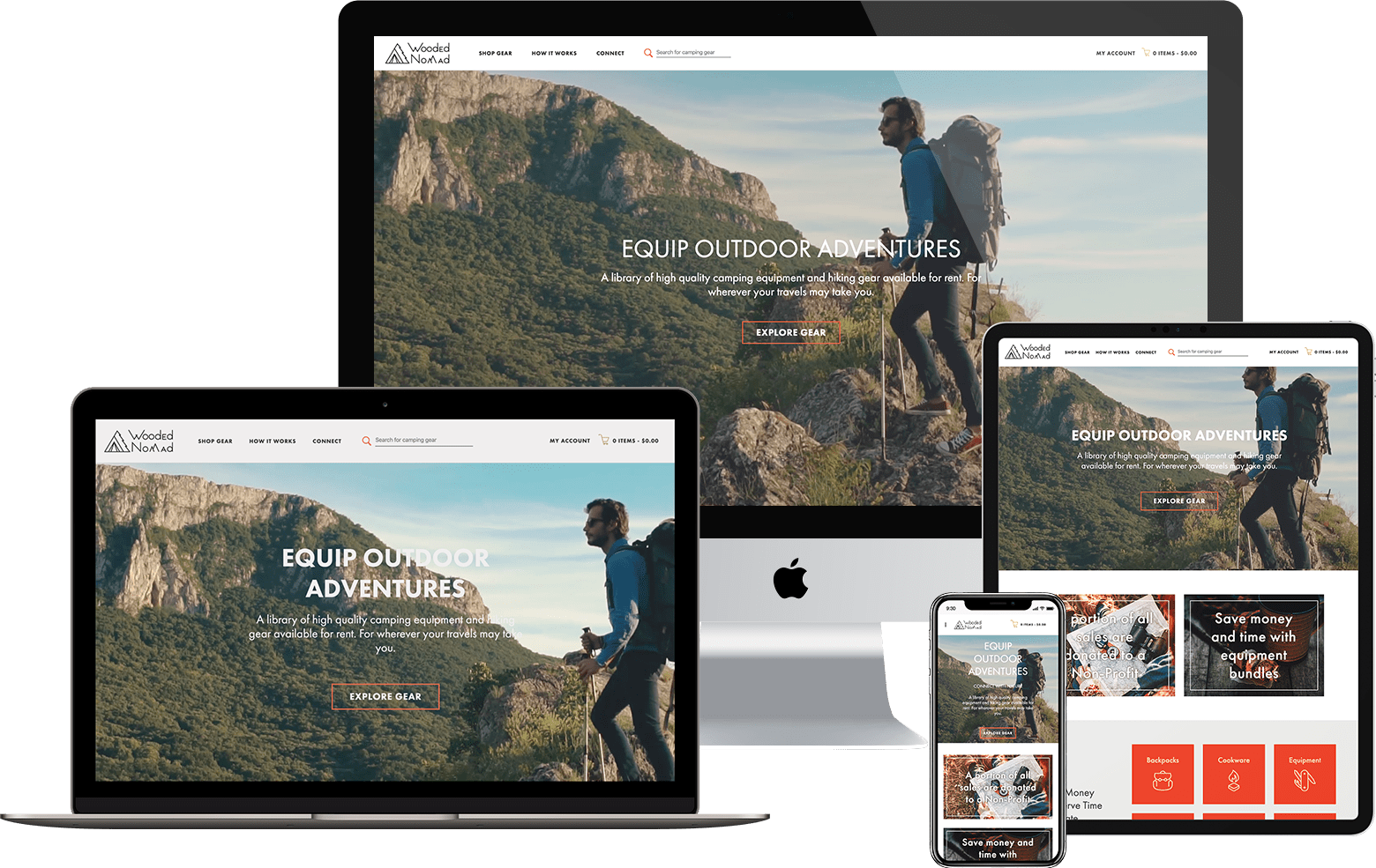 Screenshots of Minneapolis web design and development project - Wooded Nomad website